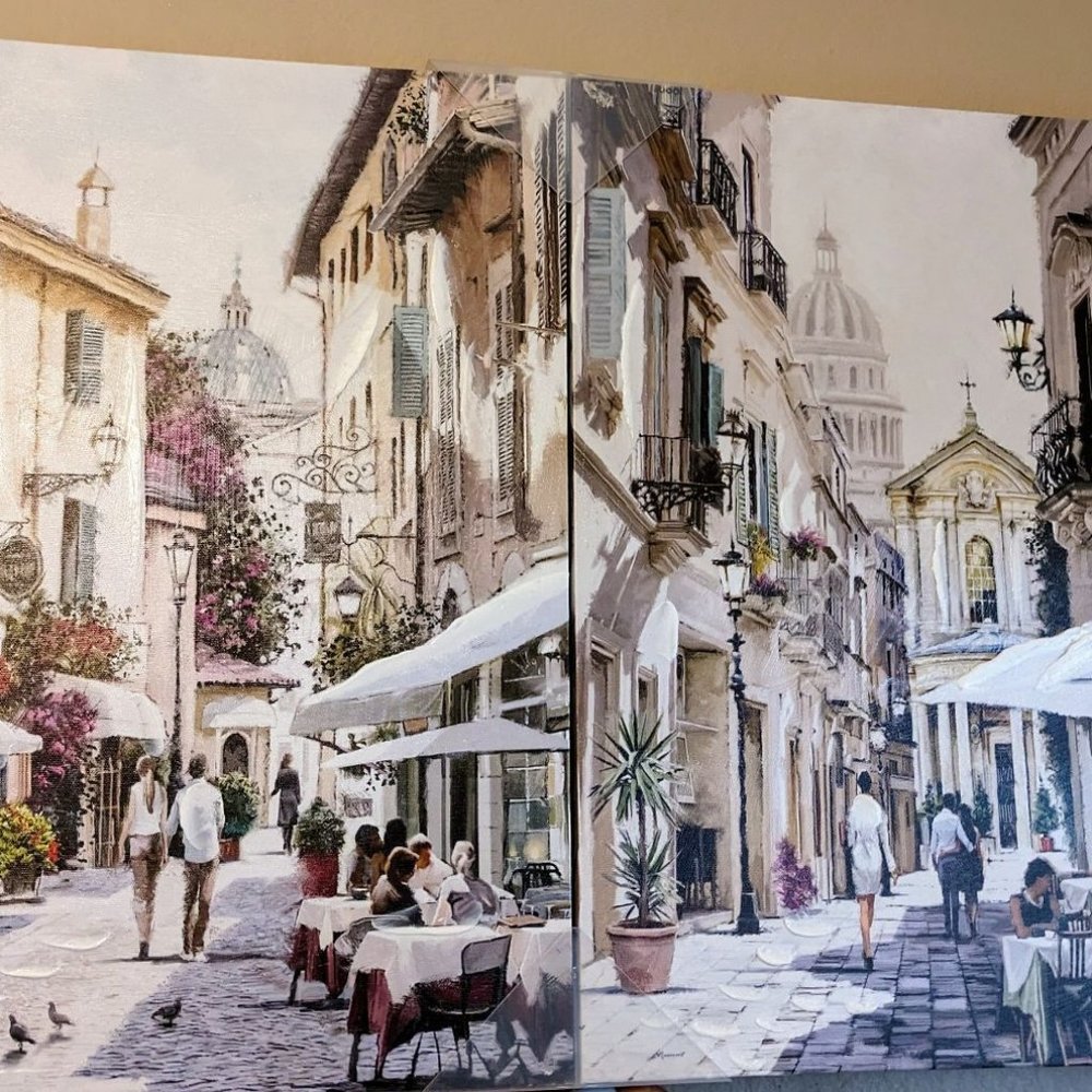 Cafe Stroll - Wrapped Canvas Canvas